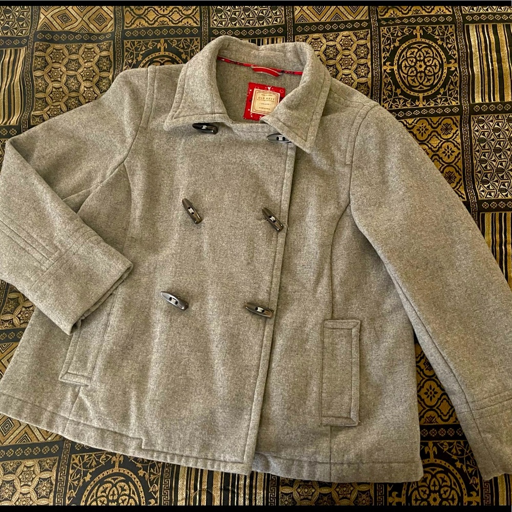 Women’s double-breasted grey wool coat